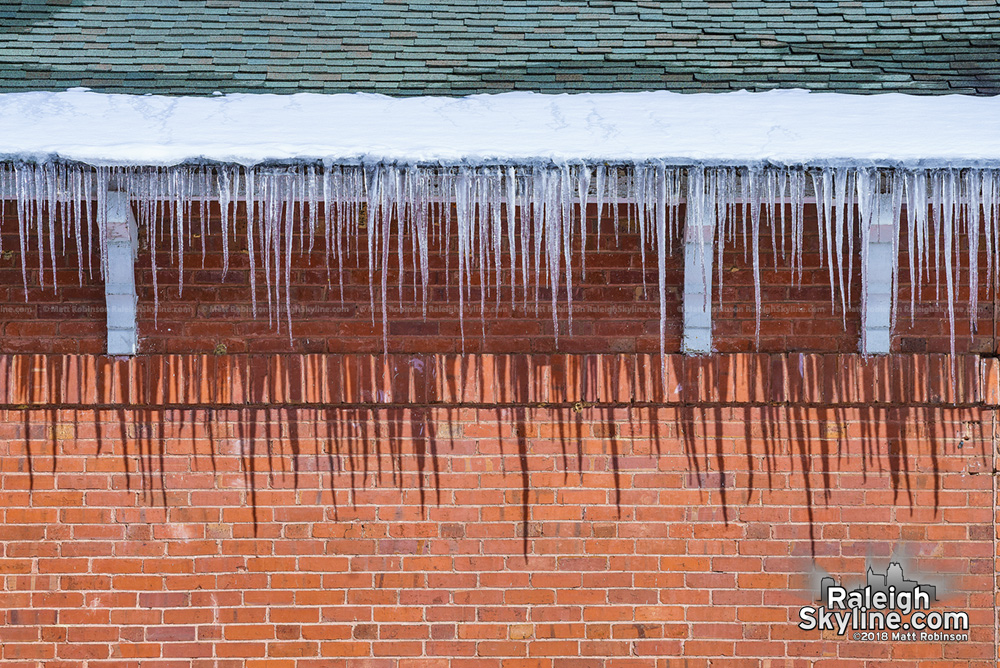 Icicles hanging after the snow