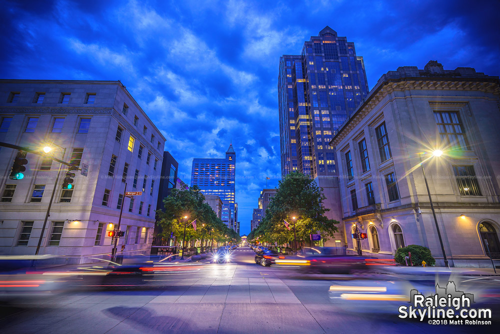 Textured clouds over Fayetteville Street