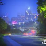 Downtown Raleigh fades into low rain clouds