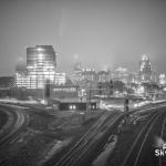 Black and White Foggy Raleigh at night