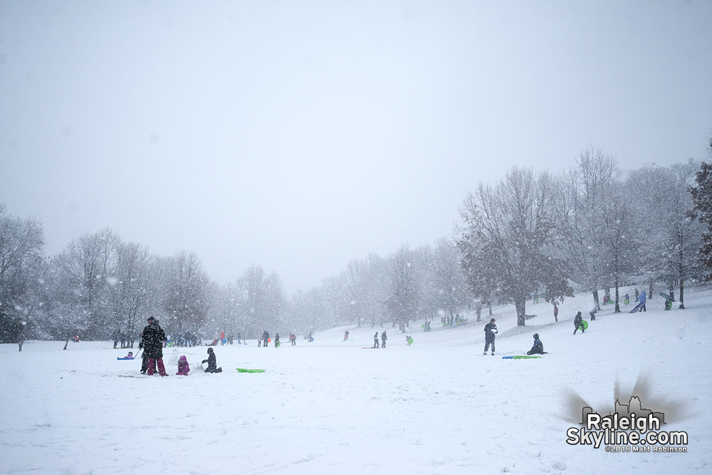 Winter wonderland at Dix Hill with sledders