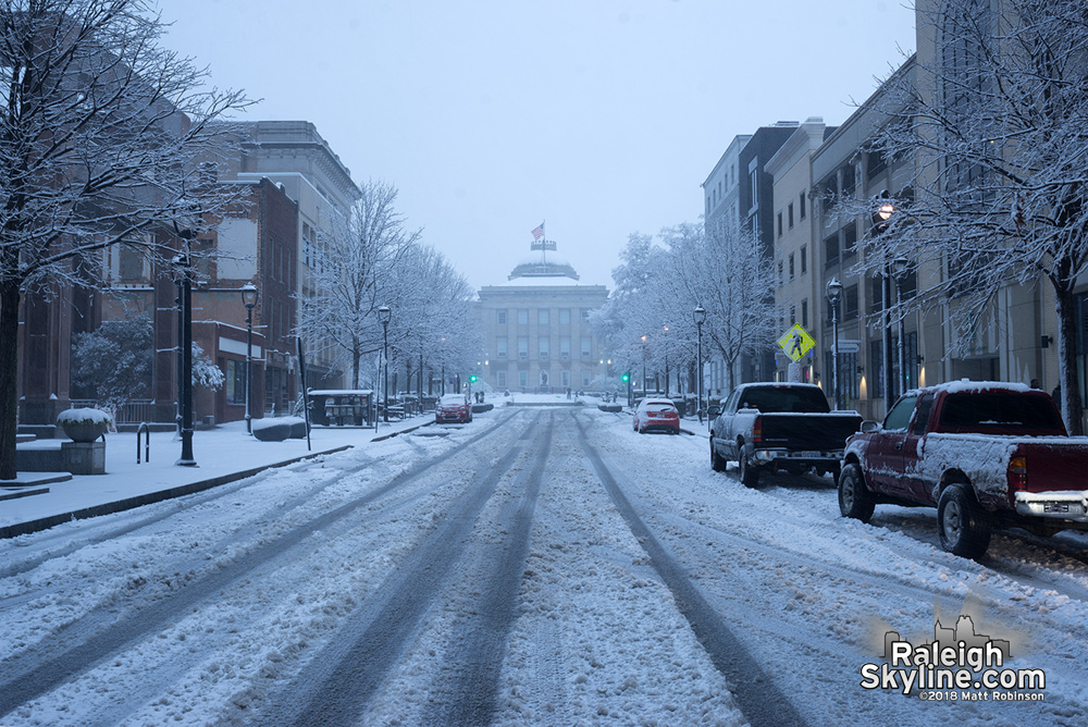 During the snowfall in Raleigh