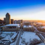 Sunrise over snowy Raleigh