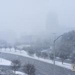 Raleigh barely visible in the falling snow