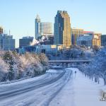 Morning Raleigh skyline in the snowy aftermath