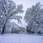 Snow covering the North Carolina State Capitol