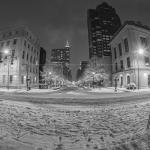 Evening view of Fayetteville Street in Raleigh after the snowstorm.