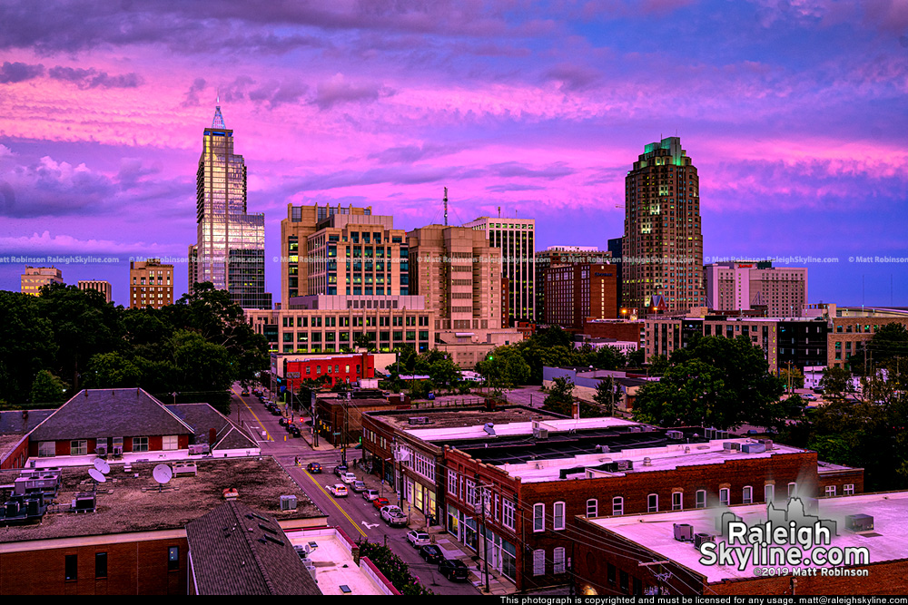 The northern edge of Hurricane Dorian's clouds provided this multi-layered colorful sunset tonight over Raleigh