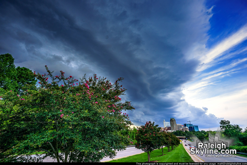 Shelf cloud approaching downtown Raleigh