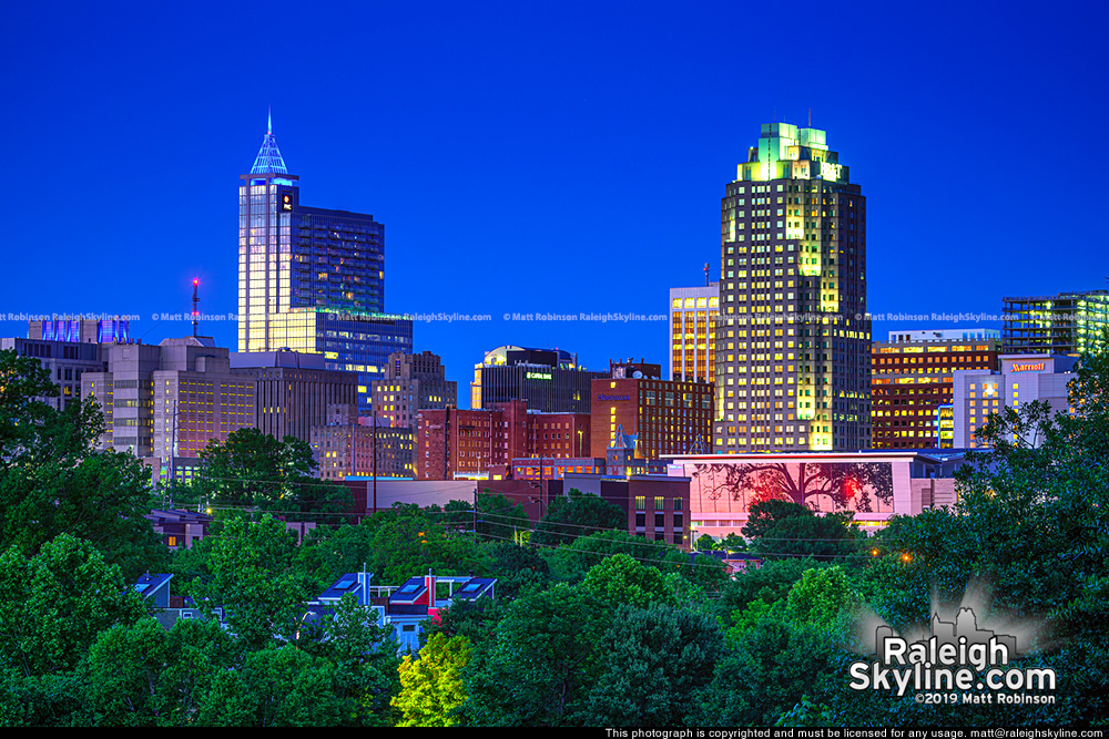 Raleigh Skyline at dusk 2019