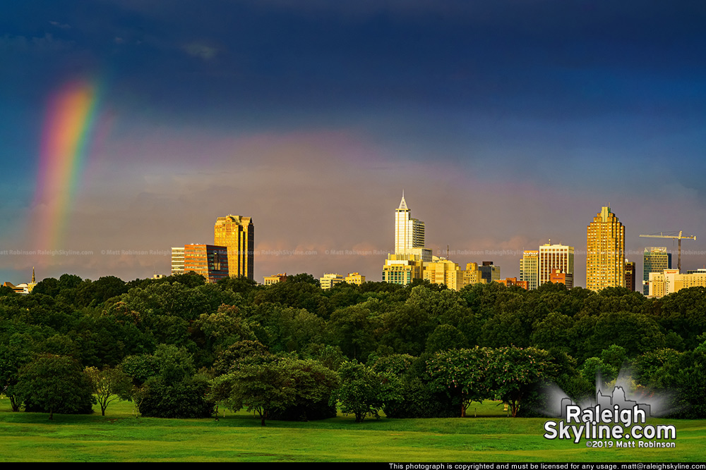 Rainbow at sunset with Raleigh