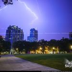 Lightning over downtown Raleigh from Moore Square