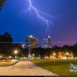 Lightning creeps above downtown Raleigh