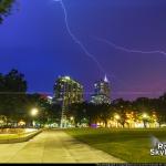 Lightning over downtown Raleigh from Moore Square