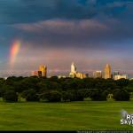 Partial rainbow at sunset with Raleigh