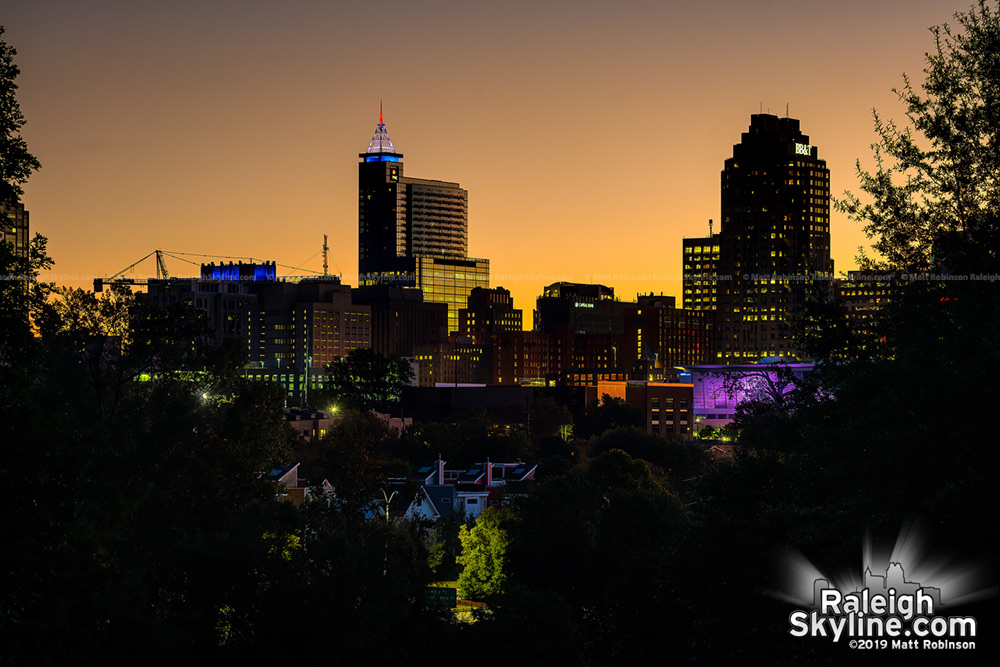 Raleigh skyline sunrise from Dix Hill