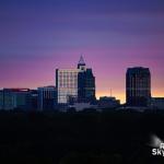 Wake Forest Road view of downtown Raleigh at sunset