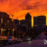 Vivid sunset from Davie street with Transfer Food hall