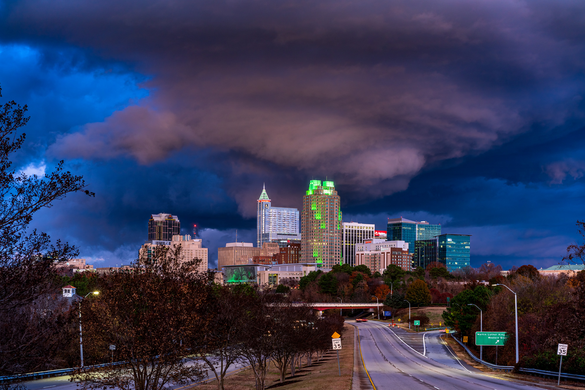 Raleigh clouds after sunset, December 1, 2019.