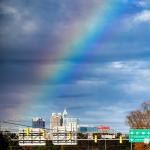 Rainbow into downtown Raleigh from Garner, the eighth rainbow of 2019.