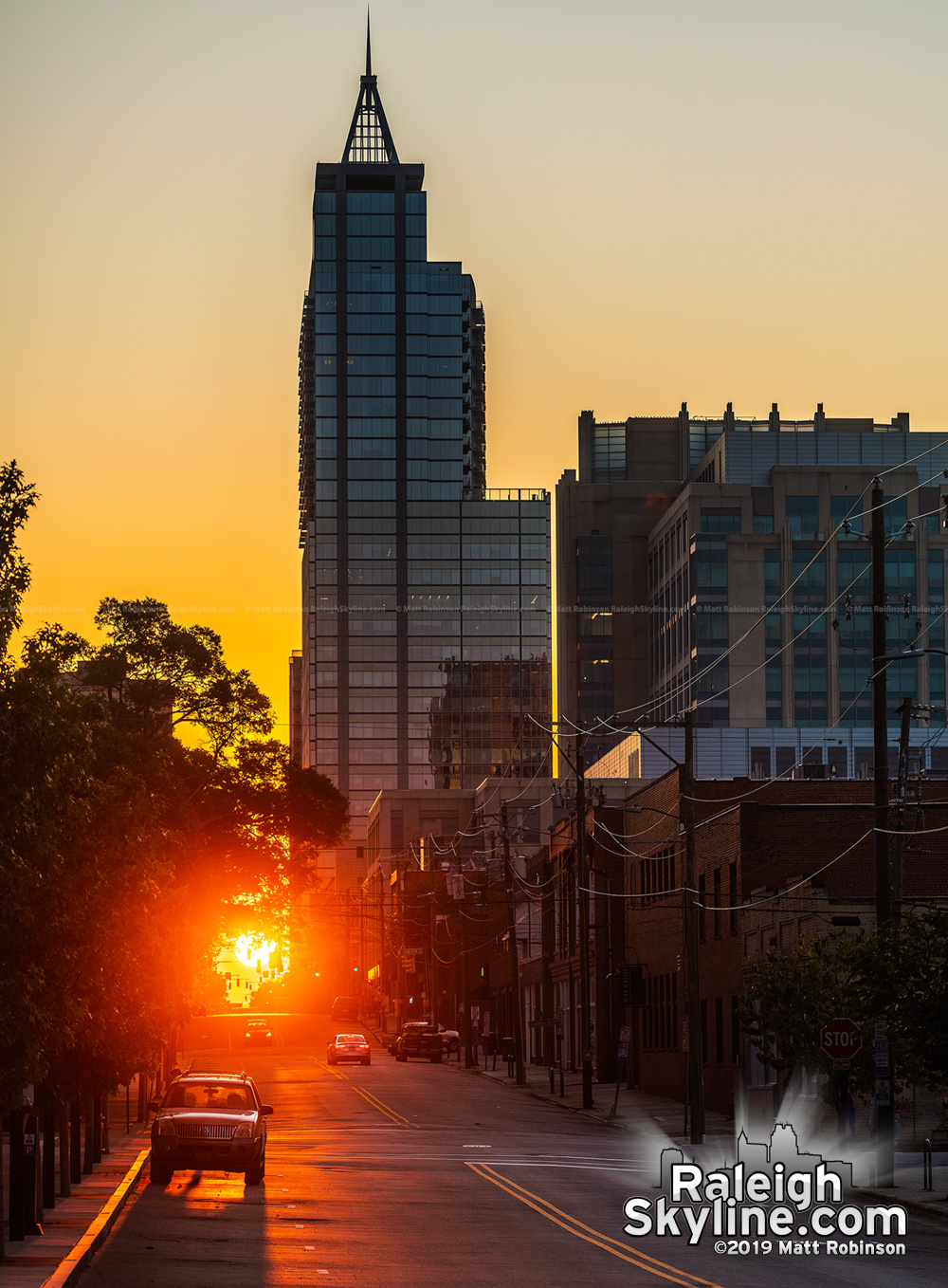 Raleigh-henge sunrise from Martin Street