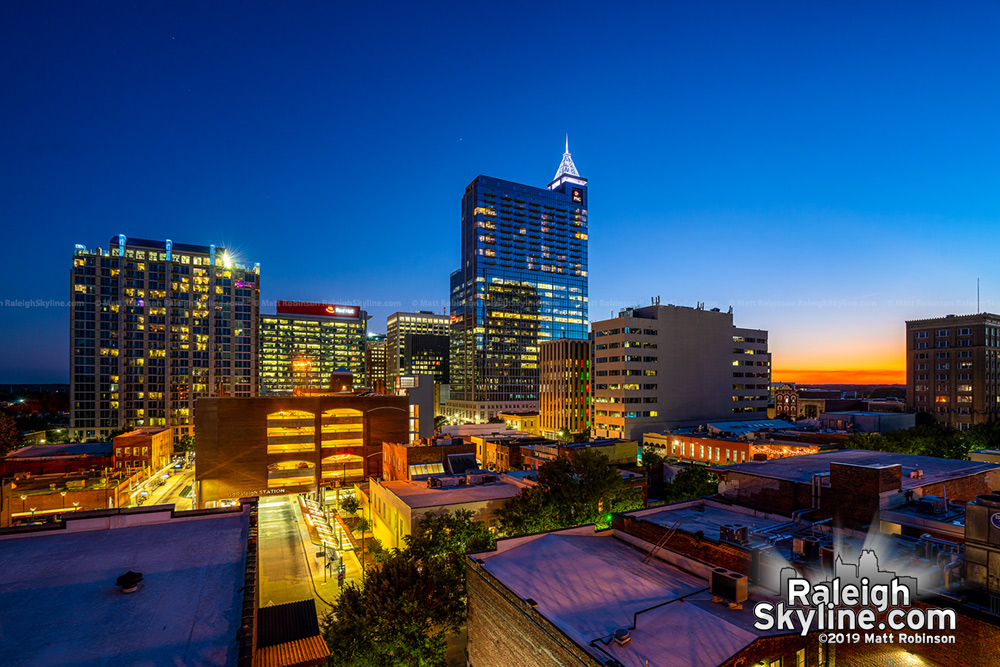 Fall sunset over downtown Raleigh