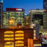 Downtown Raleigh buildings with Red Hat