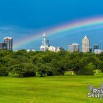 Low slung Supernumerary Rainbows over the downtown Raleigh skyline from Dorothea Dix Park