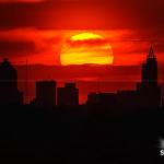 Sunset on March 29, 2019 behind downtown Raleigh