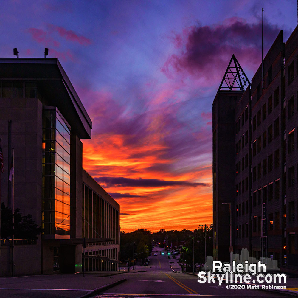 Sunset down Cabarrus Street