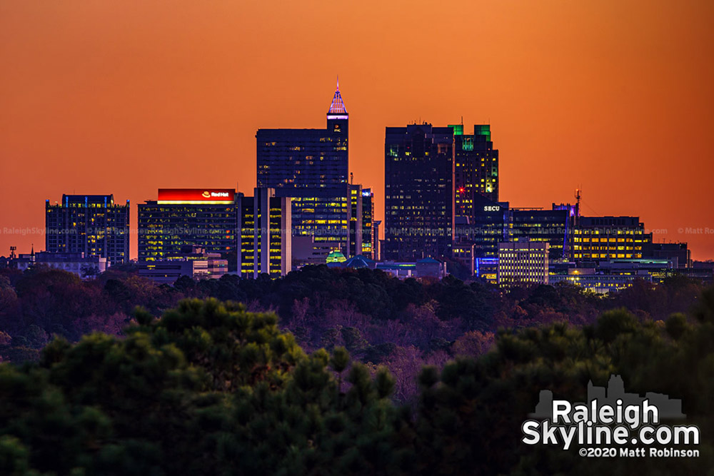 Downtown aglow at sunset from North Hills