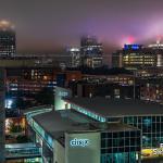 Downtown Raleigh fading into the low clouds