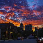 Downtown Raleigh sunset from Davie Street with Transfer Food Hall