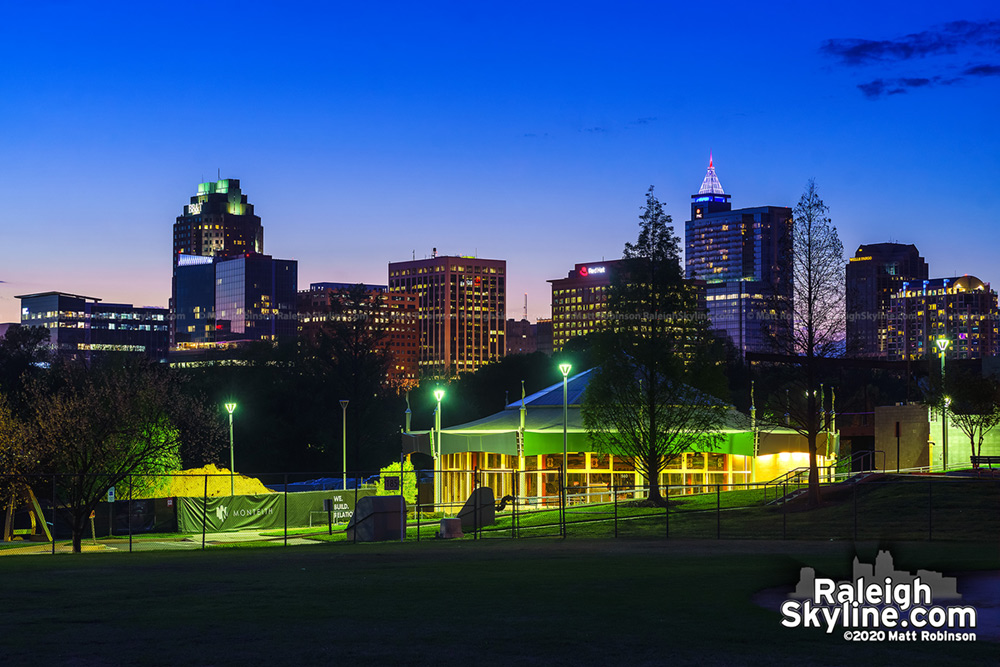 Raleigh Skyline at Dusk from Chavis Park