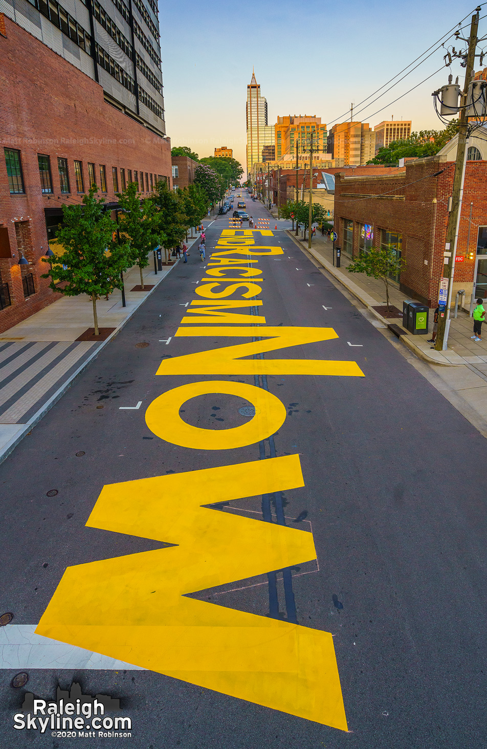 End Racism Now Mural with downtown