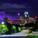 A thunderstorm lights up the sky northeast of Raleigh