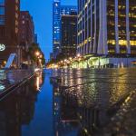 Rainy night in downtown Raleigh