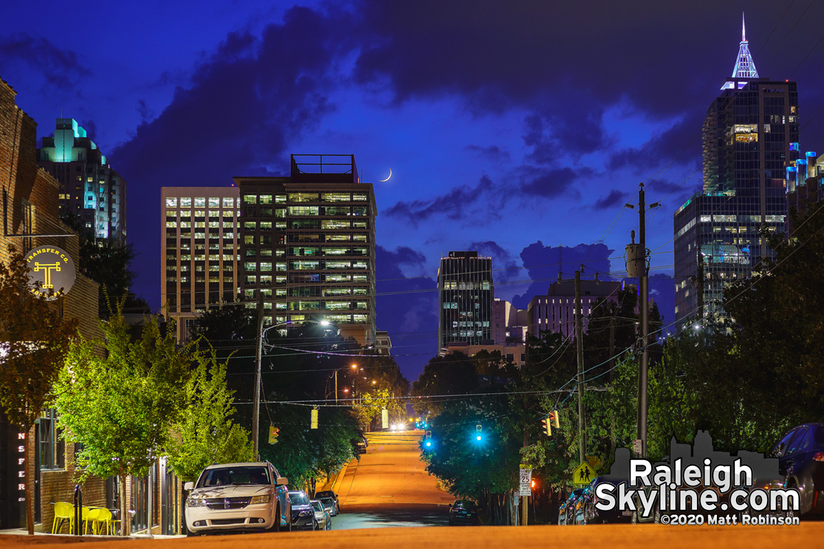 Crescent moon over Davie Street