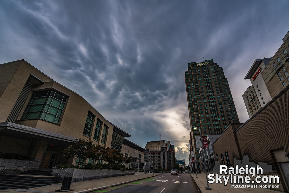 Mammatus clouds over the Raleigh Convention center