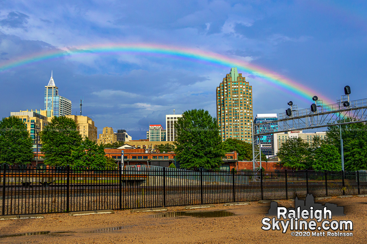 Rainbow over downtown Raleigh with the Depot