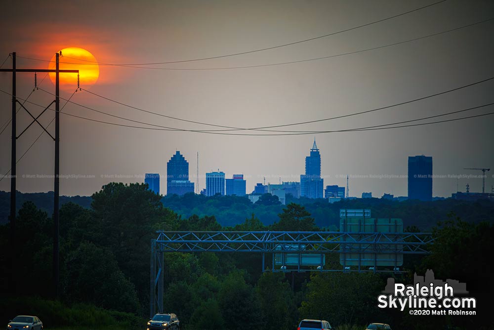 Smokey sunset from West Coast fires on September 15 over Raleigh