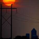 Sunset in Raleigh filtered by smoke from the West coast wild fires, the cloud shield from Hurricane Sally in the Gulf and a red tailed hawk on the power lines.