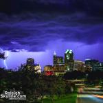 Lightning from a thunderstorm rolling past Raleigh. Downtown stayed dry. ⚡