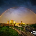 Full rainbow over downtown Raleigh just before sunset