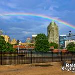 Rainbow over downtown Raleigh with the Depot