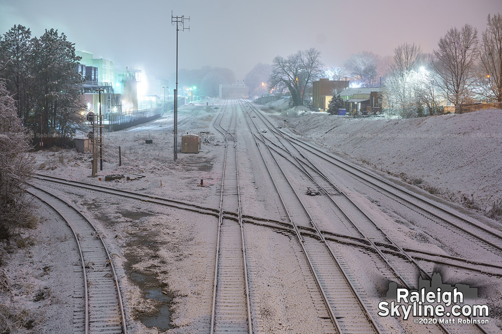 Railroad tracks in the snow