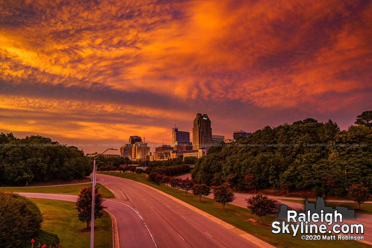 Quite a sunset with the Raleigh Skyline on August 1, 2020