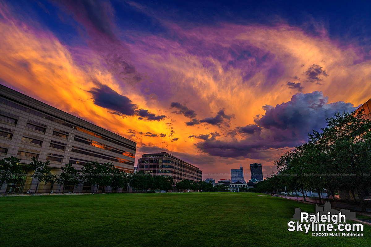 Fading storms to the south illuminated after sunset, July 13, 2020 in Raleigh.