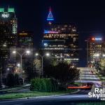 Raleigh buildings lit red white and blue