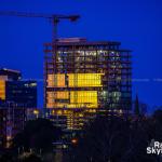 Sunset reflection on the new glass at Pendo HQ